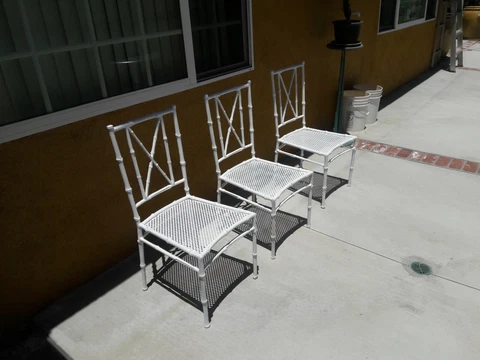 3 CHIPPENDALE FAUX METAL BAMBOO CHAIRS Cover