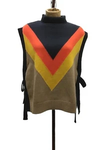 Maeve Anthropologie Abstract Colorblock Sweater w/Open Sides, Tie Closure - Bild 1 von 6
