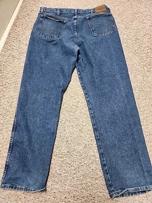 Wrangler 牛仔裤男式 38x32 坚固穿 100% 棉 35001AL 36x32 测量  — 第 1/4 张图片