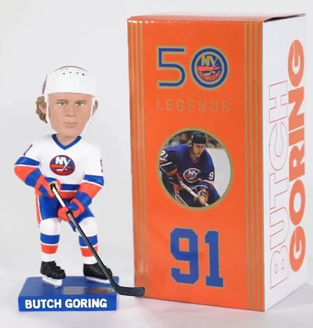 NHL New York Islanders Butch Goring Bobblehead Pitchbook UBS Arena Cover