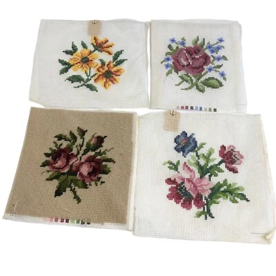 4 Patrones Estampado Color Punto de Cruz Floral 1 Acabado 8x8 Cuadrados Rosas LEER Foto 1 de 4