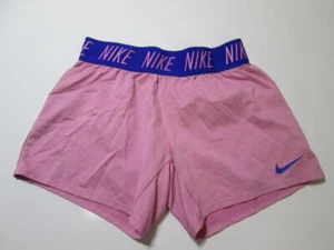 Nike Youth Girls Size L Athletic Shorts Pink Dri-Fit Logo Stretch Activewear - Picture 1 of 5