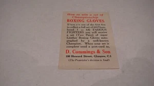 BOXING CUMMINGS FAMOSI COMBATTENTI OFFERTA VOLANTINO PER GUANTONI DA BOXE RARO C1949 - Foto 1 di 2