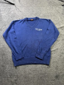 Grey Goose Vodka Sweater Mens Large Blue V Neck Pullover Drummond Logo Knit - Picture 1 of 6
