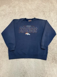 Sudadera De Colección Años 90 Denver Broncos Bordada Cuello Redondo Talla 2XL Azul Marino NFL - Imagen 1 de 4