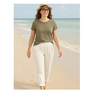 Soft Surroundings Medina Hose Damen Größe XL weiß Taschen Rollriegel Saum Komfort - Bild 1 von 12