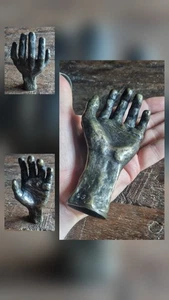 Rare Bronze 1 Left Hand Sculpture Signed Private Hands Collector Paperweight? - Picture 1 of 12