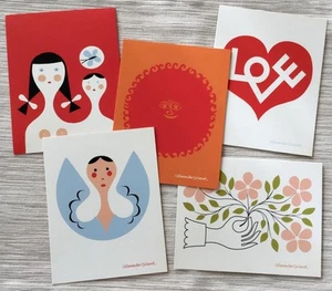 5 Tarjetas de Nota Alexander Girard Saludo Amor Corazón Ángel Sol Virgen Flor Arte - Imagen 1 de 4
