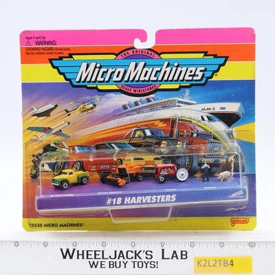 #18 Harvesters Micro Machines Pickup Furrower Tractor Farmers Galoob NEW SEALED - Image 1 of 2