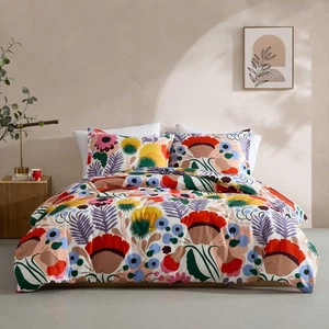 - King Duvet Cover Set, Cotton Percale Reversible Bedding with Matching Shams... - Picture 1 of 9