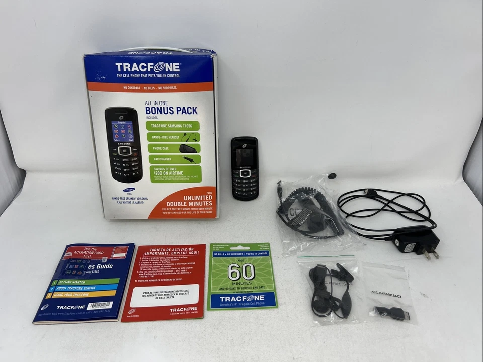Samsung T105G - Black (TracFone) Prepaid GSM Cell Phone - All-in-One Bonus Pack - Image 1 of 4