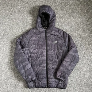 New Balance Quilted Puffer Jacket Mens Medium Camouflage Bomber Grey Zip Pocket - Picture 1 of 11