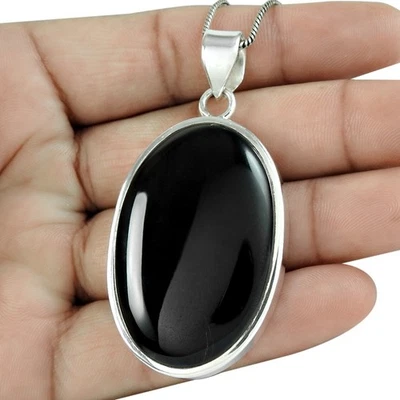 Naturale Onice Gemma Indiano Gioielli 925 Pendente Argento Sterling da Donna - Immagine 1 di 4