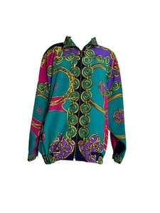 GDT Too Vintage Baroque Chain Windbreaker Jacket Bold Print Zip Front One Size - Picture 1 of 11
