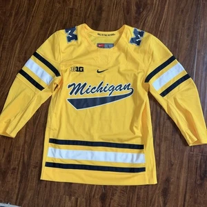 Nike Michigan Wolverines Hockey Replica Jersey Yellow Blue Youth Sz Large WMNS S - Picture 1 of 6