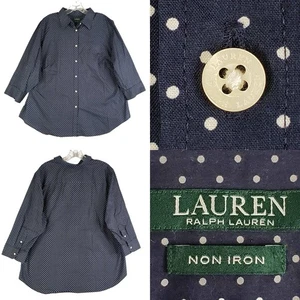 Camicia Lauren Ralph Lauren RLL donna taglie forti 2X blu navy a pois cotone - Foto 1 di 9