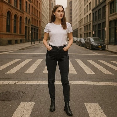 Pantalones de mezclilla ajustados vintage para mujer Acné talla 28/32 Y2K minimalistas silenciosos de lujo Foto 1 de 4