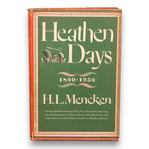 Heathen Days 1890-1936 HL Mencken 1955 HC DJ Alfred Knoff - Picture 1 of 7