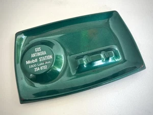 Vintage Metallic Green Aluminum Mobil Gas Station Advertising Ashtray - Picture 1 of 2
