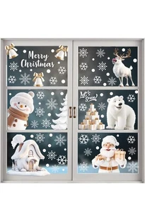 3D Weihnachten Fensteraufkleber 9 Blatt wiederverwendbar Fensteraufkleber doppelseitig Xmas - Bild 1 von 7