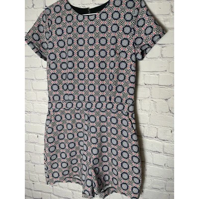 Banana Republic Pink & Navy Geometric Print Shortsleeved Romper Womens Size 2 - Изображение 1 из 4