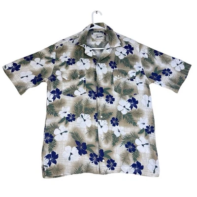 Camisa a Presión Wrangler Hawaiana Perla Para Hombres Pequeña Blanca Púrpura Manga Corta Floral Foto 1 de 4