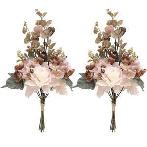 2 PCS Artificial Flowers Silk Peony Fake Plant Eucalyptus Flower for Home Off... - Picture 1 of 6