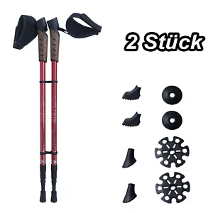 VOSSBACH® 1x Paar Wanderstöcke Rot Teleskop Nordic Walking Treckkingstöcke - Bild 1 von 9
