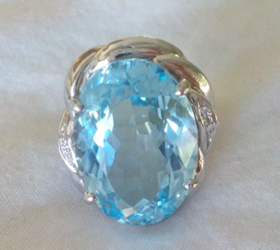 Jumbo Platinum Solitaire Swiss Topaz Diamond Ring - 15.03 gms, Sz 5+, 25.08 ct - Image 1 of 4