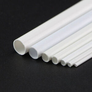 ABS Plastic Tube White Round Hollow Pipe DIY Model Crafts 250mm x 3/4/5/6/8/10mm