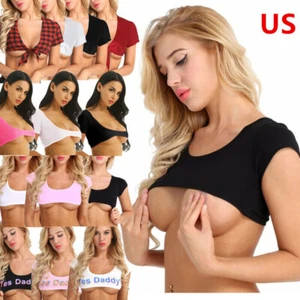 Women's Yes Daddy Short Sleeve Crop Tops Summer Short Tee T-shirts Vest Cami - Picture 1 of 48