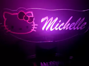 Hello Kitty Light Up Lamp LED Personalized Hello Kitty Table Lamp Remote Engrave - Picture 1 of 12