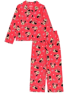 Disney Minnie Mouse Kleinkind Mädchen Langarm Kragen 2-teiliges Pyjama Set 2T Neu mit Etikett - Bild 1 von 3
