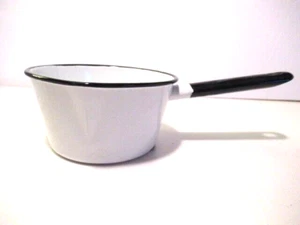 Cacerola vintage de acero esmaltado blanco y negro 1 cuarto hecha en POLONIA - Imagen 1 de 9