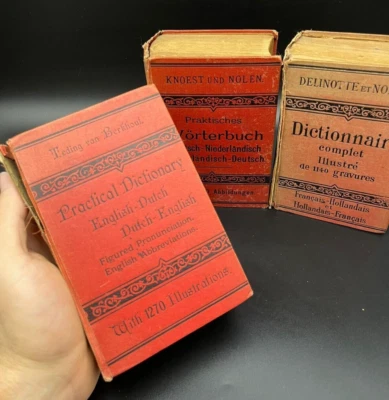 3x Rare Small Dictionary German / Dutch / English / French antique 1885 - 1896 ⭐ - Image 1 of 4