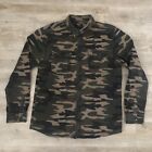 New Look Camo Long Sleeve Snap On Shirt Green Camouflage Mens Size Large