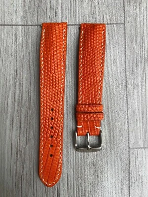 Orange Lizard Leather Watch Strap Band, Size 16mm 18mm 20mm 21mm 22mm 24mm 26mm - Image 1 of 4