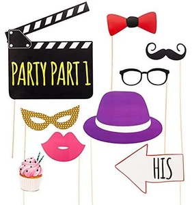 Photo Booth Props Kit 22 Piece Prop Set for Parties Birthdays Weddings Dressup - Picture 1 of 5
