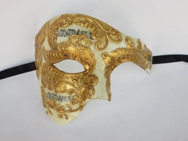 MASCARADA VENECIANA FANTASMA MARDI GRAS DISFRAZ MEDIA MÁSCARA NOTA MUSICAL ADULTO  Foto 1 de 1