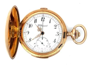 Antique 14k Rose Gold P. DUNAND REPEATER CHRONOGRAPH Hunting Case Pocket Watch - Picture 1 of 17