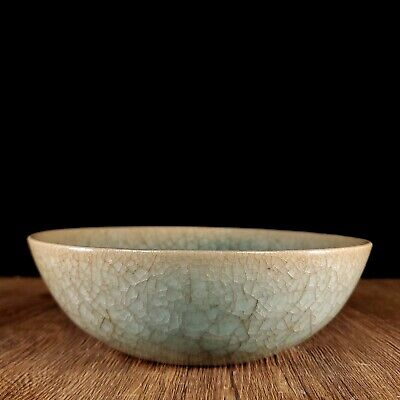 7.3  China Antique Song Dynasty Porcelain Ru Kiln Cyan Glaze Ice Crack Deer Bowl • 173.47£