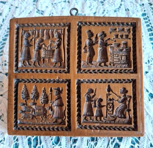 NEW Springerle Gingerbread Butter Cookie Stamp Press Mold 4 COUNTRY LIFE PRINTS - Picture 1 of 15