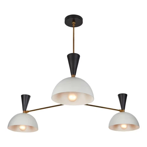 Large 3 Light Pendant Mid Century Modern Raw Brass Sputnik chandelier light Lamp Cover