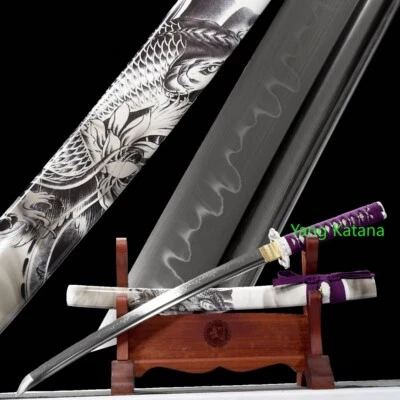 Fish Wakizashi T10 Acero con Arcilla Templada Espada Real Japón Samurai Katana #1058 Foto 1 de 4