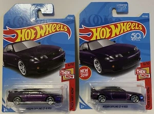 Lote de 2 Hot Wheels NISSAN SKYLINE GT-R R33 MORADO ERROR VARIACIÓN SIN TEMPO trasero - Imagen 1 de 12