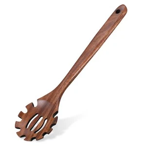 Wooden Pasta Spoon 12.6 Inch Spaghetti Spoon Wood Pasta Strainer Spaghetti Fo... - Picture 1 of 8