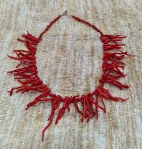 18" Genuine Natural Irregular Mediterranean Sea Red Coral Rough Beads Necklace - Picture 1 of 4