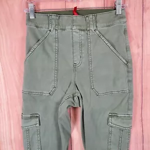 Spanx Stretch Twill Ankle Cargo Pants Sz M Medium Soft Sage Pull On - Picture 1 of 8