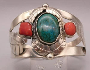 Armreifen Silber 925 Sterling modernes elegantes Design Koralle mit Jaspis - Bild 1 von 5