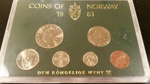 Coins of Norway Set 1981 Coined at Den Kongelige Mynt Kongsberg - Picture 1 of 8